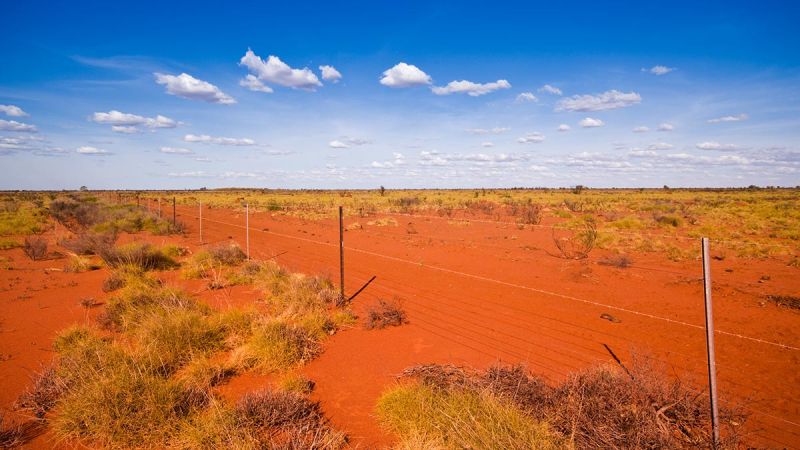 rural wire fence in red dirt